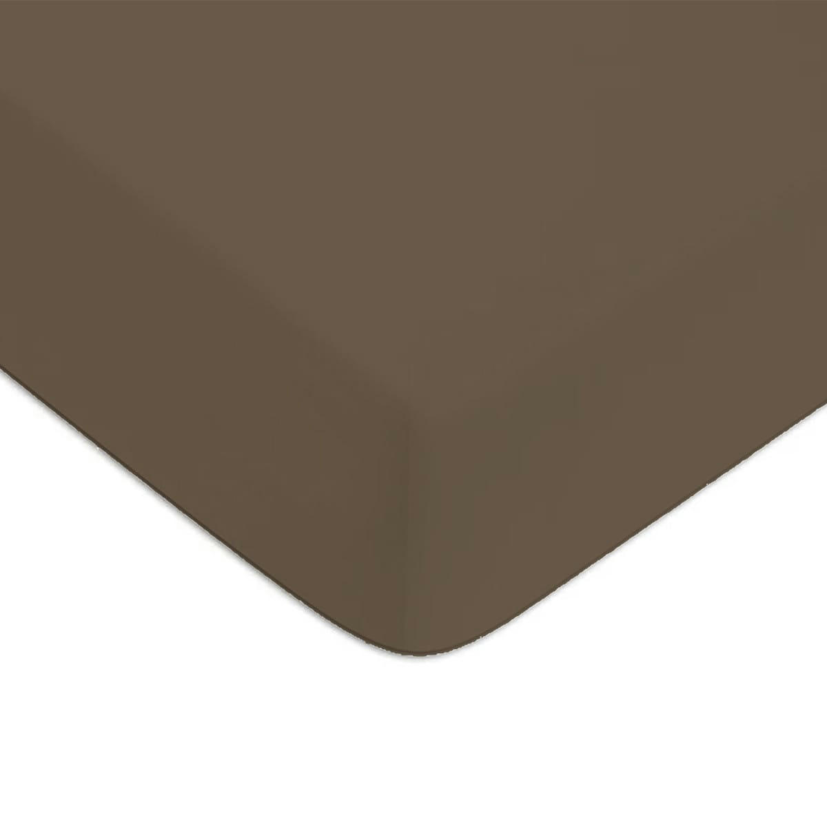 COTON UNIS - Drap housse coton  uni taupe 140x200cm