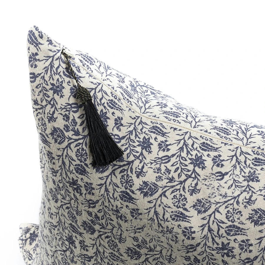 ORIENT EXPRESS - Coussin en lin pur lavé  Gece Bleu  50x70