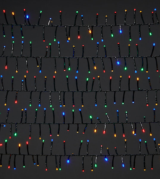 Guirlande lumineuse LED intérieure et extérieure multicolore câble vert 8 fonctions 37,5 m