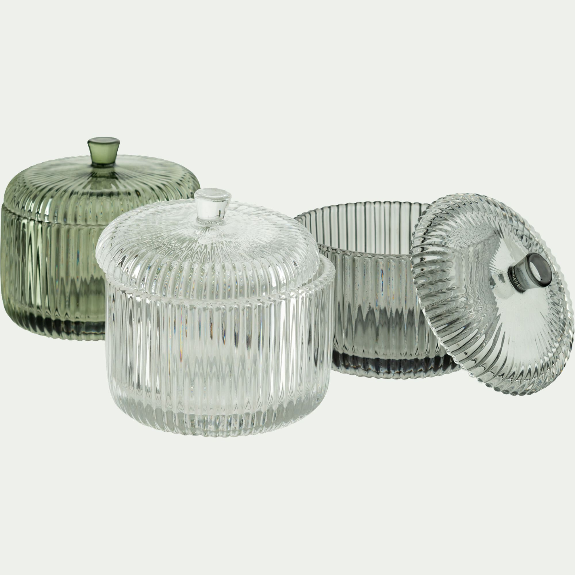 CEFALU - Boite déco en verre D10cm - vert