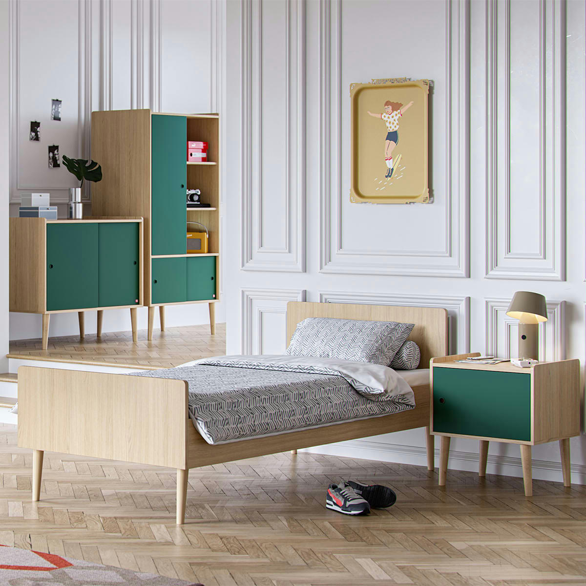 RETRO - Table de chevet 1 porte naturel