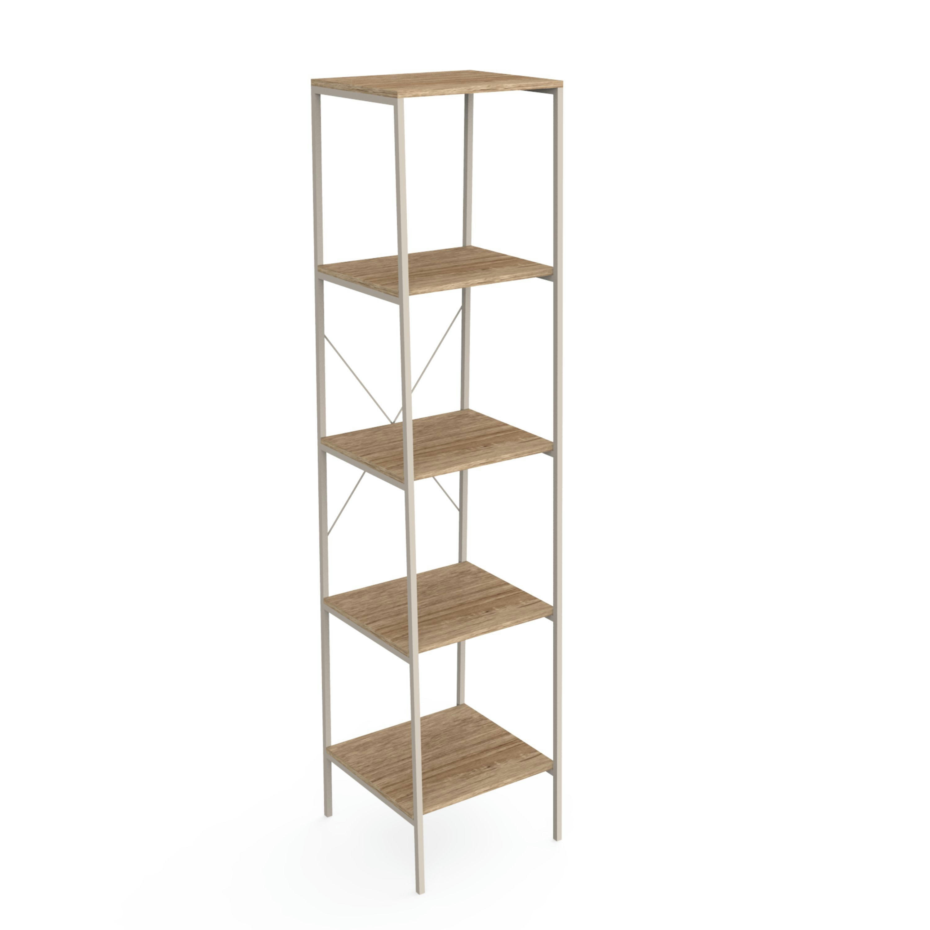 - Étagère en métal avec aspect chêne et 5 étagères beige 192x45x45cm