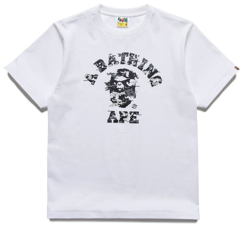 A Bathing Ape Multi Pixel Camo College Tee - White/Black