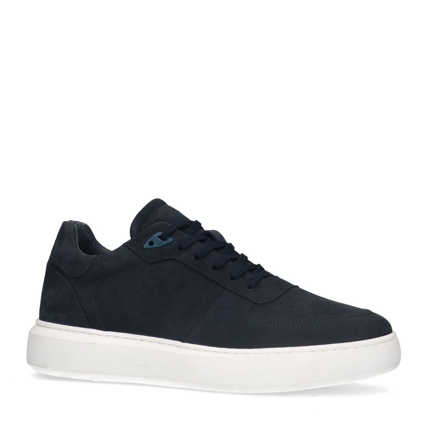 Manfield Blauwe nubuck sneakers