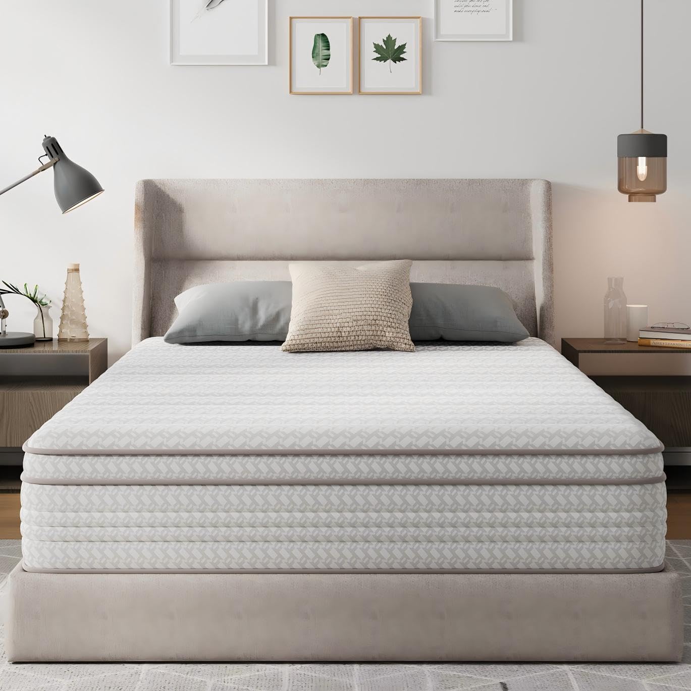 Novilla 12 Inch King Size Mattress in a Box, Hypoallergenic & Back Pain Relief, Hybrid King Mattresses with Smarts Coils, Fiberglass Free CertiPUR-US Certified Colchones No Box Spring Needed