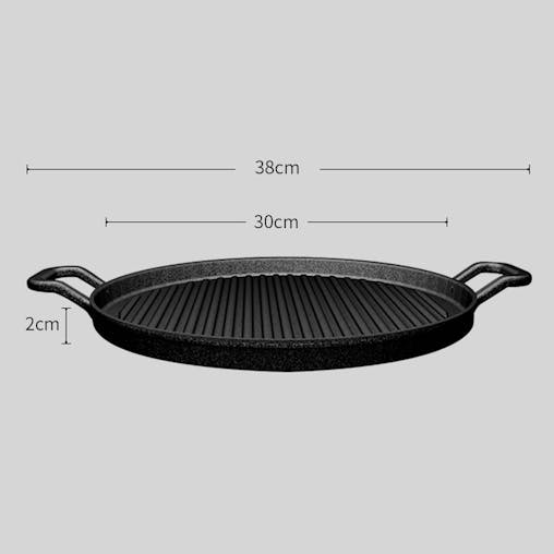 SOGA 2X 30cm Ribbed Cast Iron Frying Pan Skillet Coating Steak Sizzle Platter