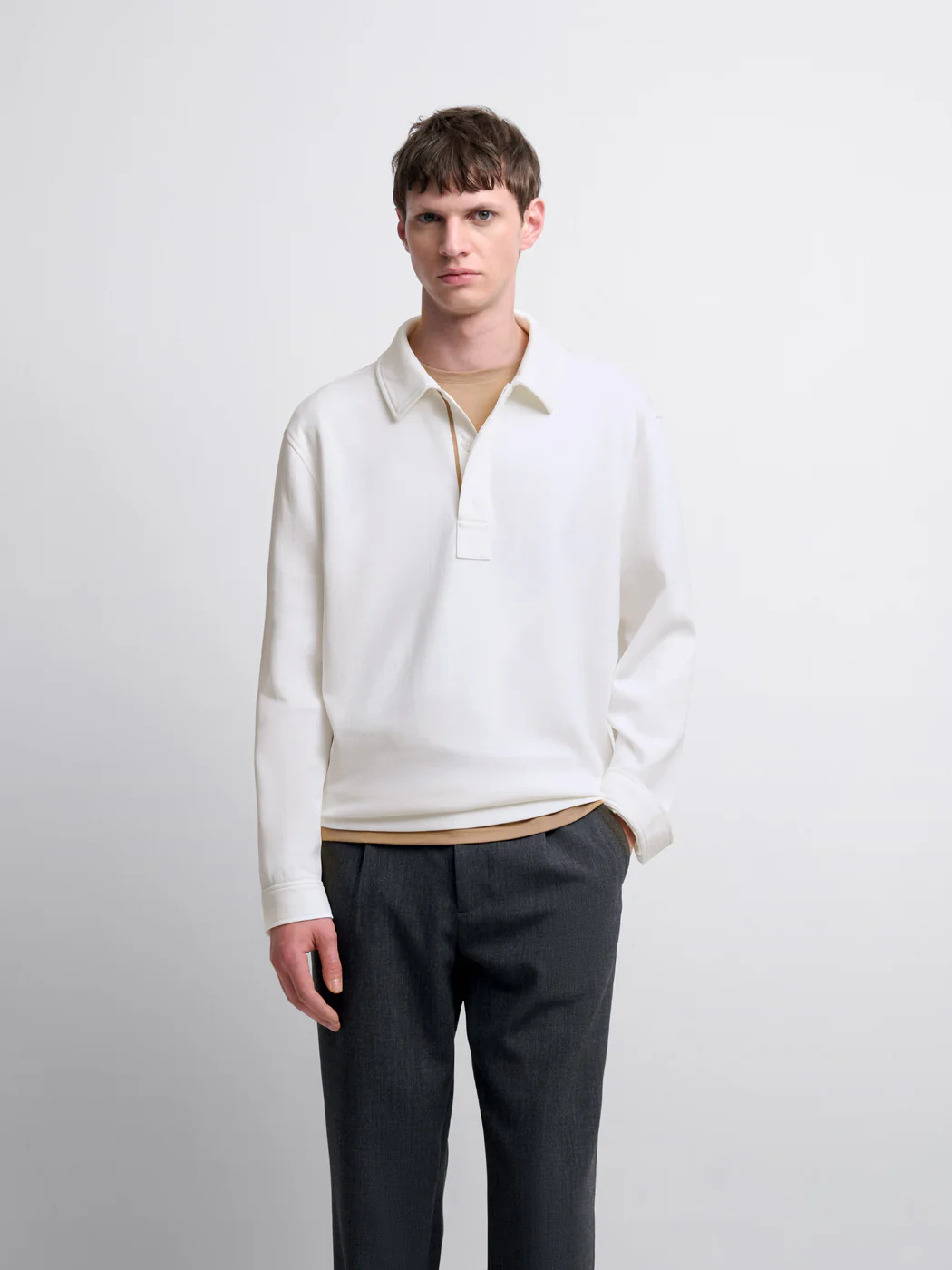 Polo manches longues col boutonné