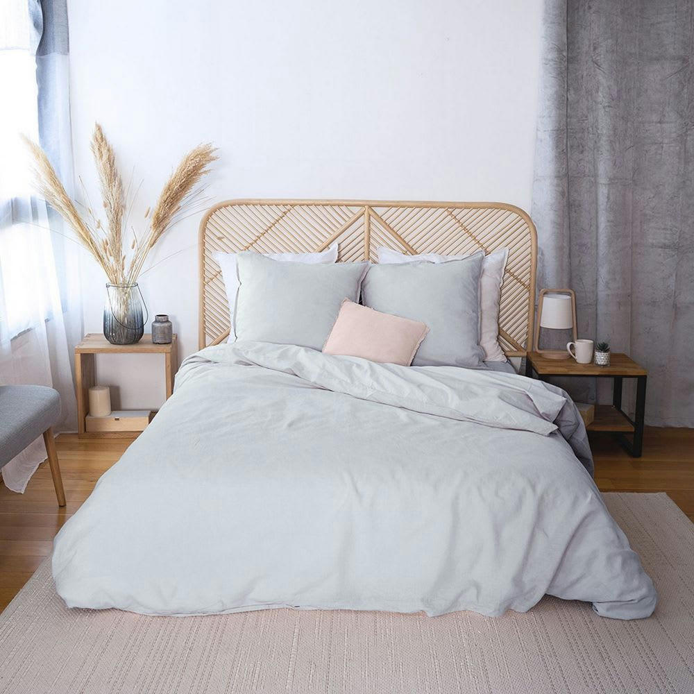 - Parure de lit 2 places lin métis lavé gris 240x260 cm