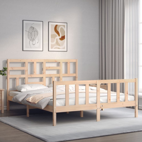 Łóżko Drewniane Brązowe Rama Łóżka Stelaż Do Pokoju Sypialni 160x200 cm