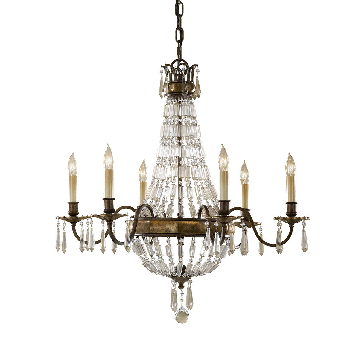 Żyrandol brąz brytyjski Bellini 6xE14x60W wym:234x67,6x67,6 Feiss