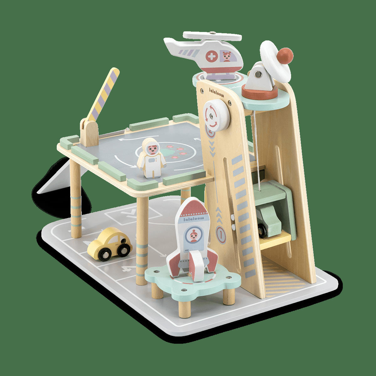 - Parking de jouets en bois pour enfants
