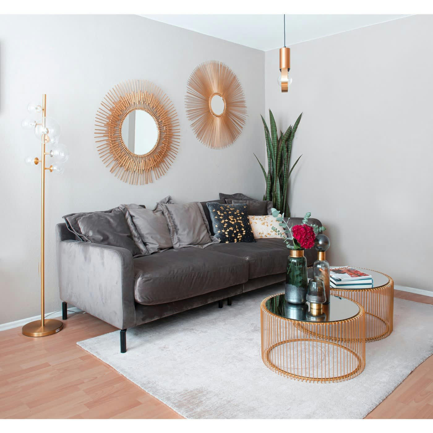 LULLABY - Canapé 3 places en velours taupe