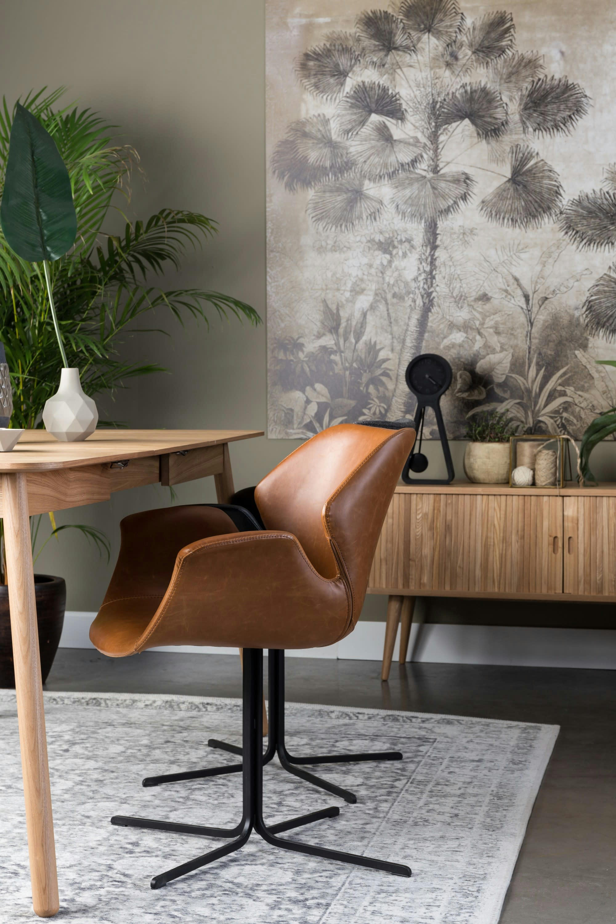 NIKKI - Fauteuil en cuir marron