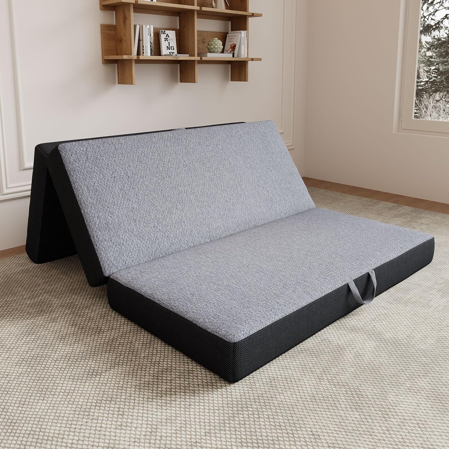 Vamcheer Tri Folding Mattress Full Size - 6 Inch Foldable Mattress for Travel/RV/Camping/Guest Room/Yoga, 73x52x6 Tri-fold Memory Foam Cushion with Washable Cover