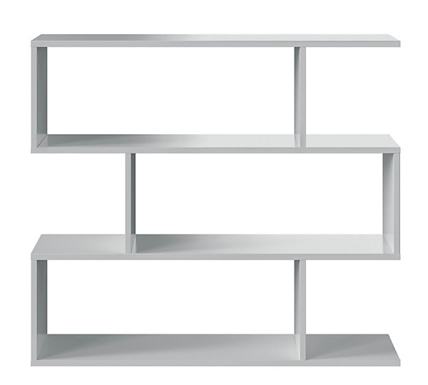 Bibliothèque, étagère basse 3 niveaux en bois mélaminé coloris blanc brillant - Longueur 110 x Profondeur 24 x Hauteur 97 cm