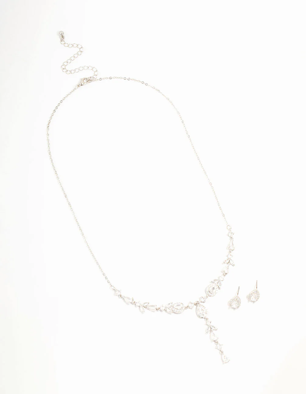 Silver Cubic Zirconia Vine Necklace & Earrings Set