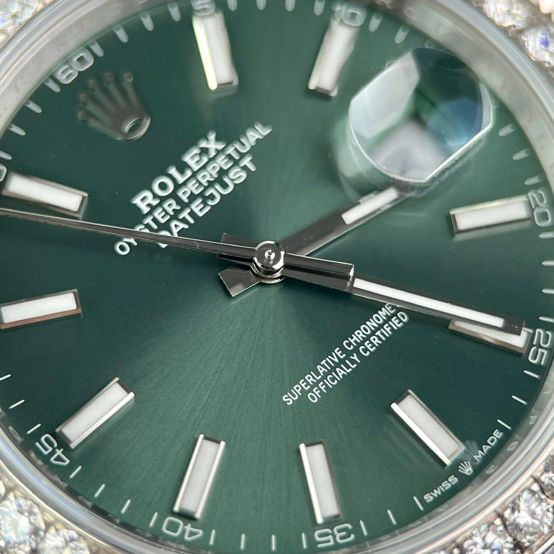 Rolex Datejust 904L Steel Green Dial With Diamonds 41mm Jub Super Clone