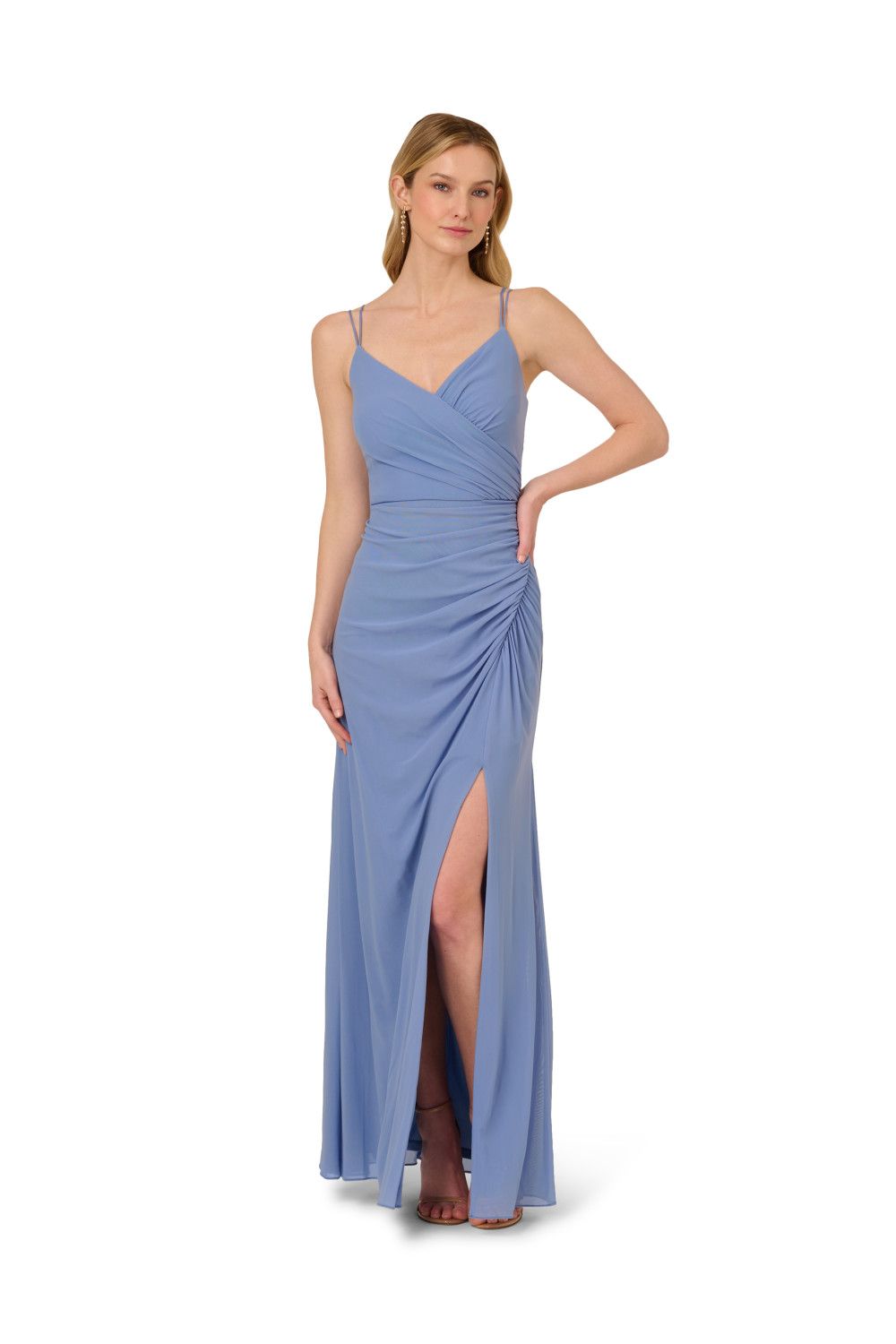 Adrianna Papell Stretch Mesh Draped Gown