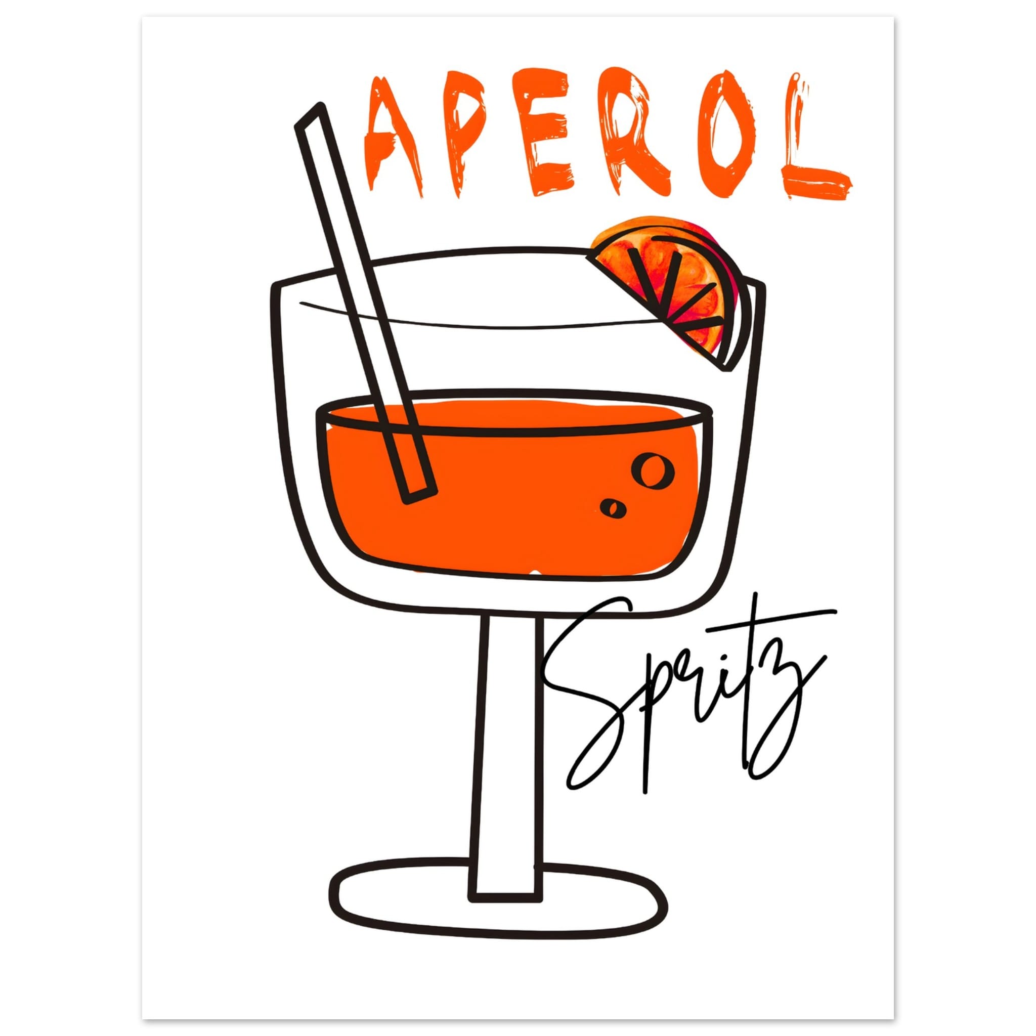 Artfulprints Poster Aperol Spritz - Minimalistic  - 30x40 cm - Oranje