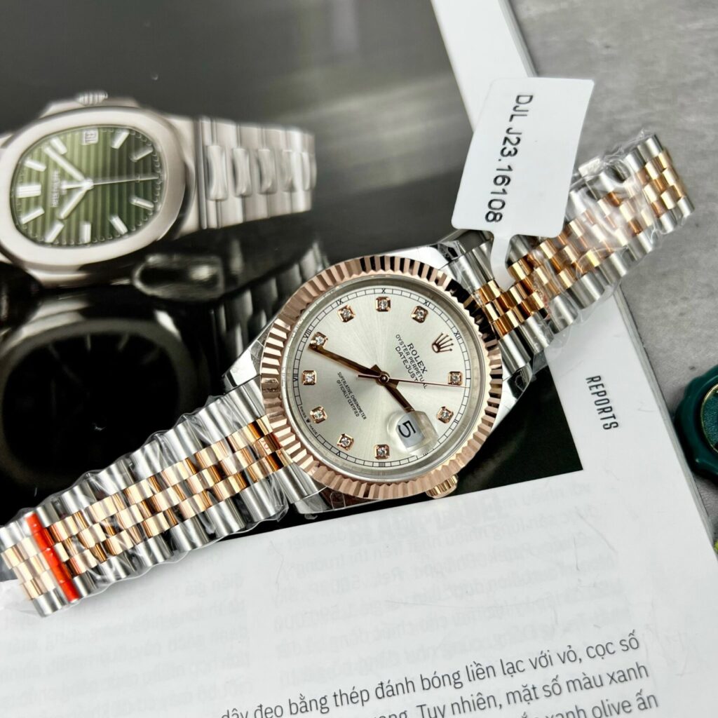Rolex Datejust 126331 SS/RG Plated Silver Dial CZ Diamonds 41mm Jub Super Clone