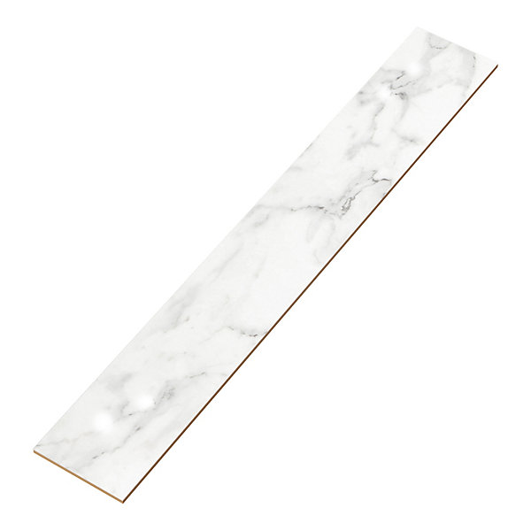4 Plinthes en carrelage effet marbre blanc brillant L.60,8 x 9 cm x ép.8,5 mm, Aruma