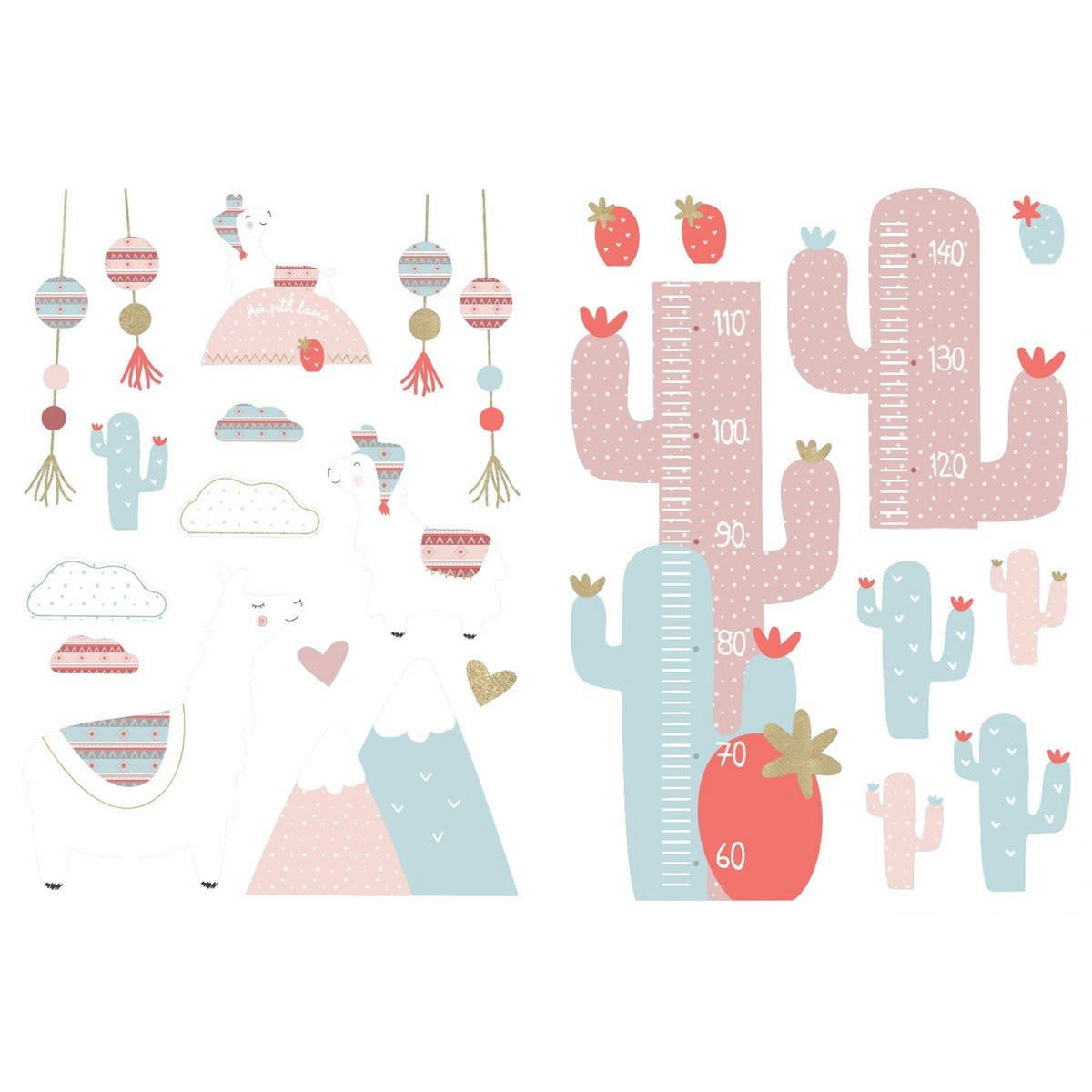 MILA - Stickers Muraux 50x70cm en Adhésif Rose