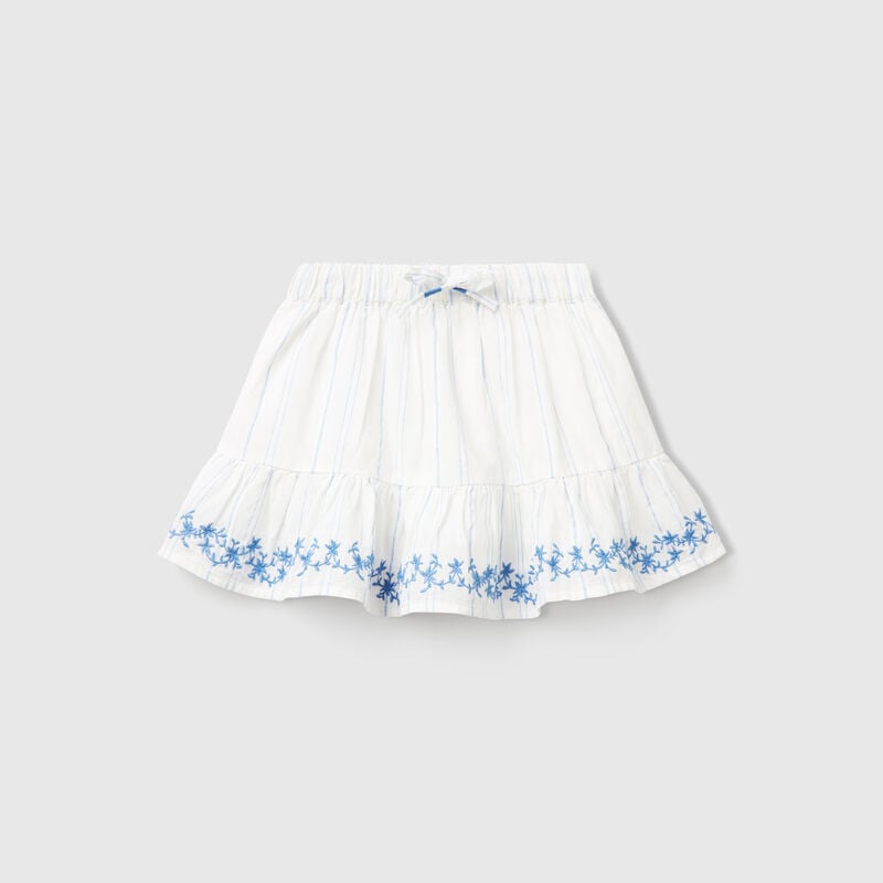 Striped skirt with floral embroidery