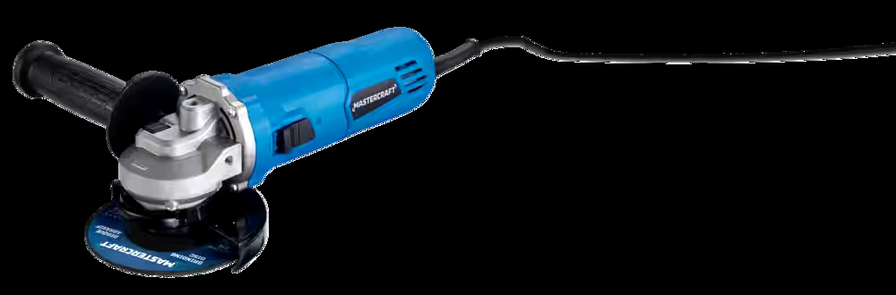 Mastercraft 6A Corded Single-Speed Angle Grinder with Bonus Cut-Off Disc & Guard, 4-1/2-in
