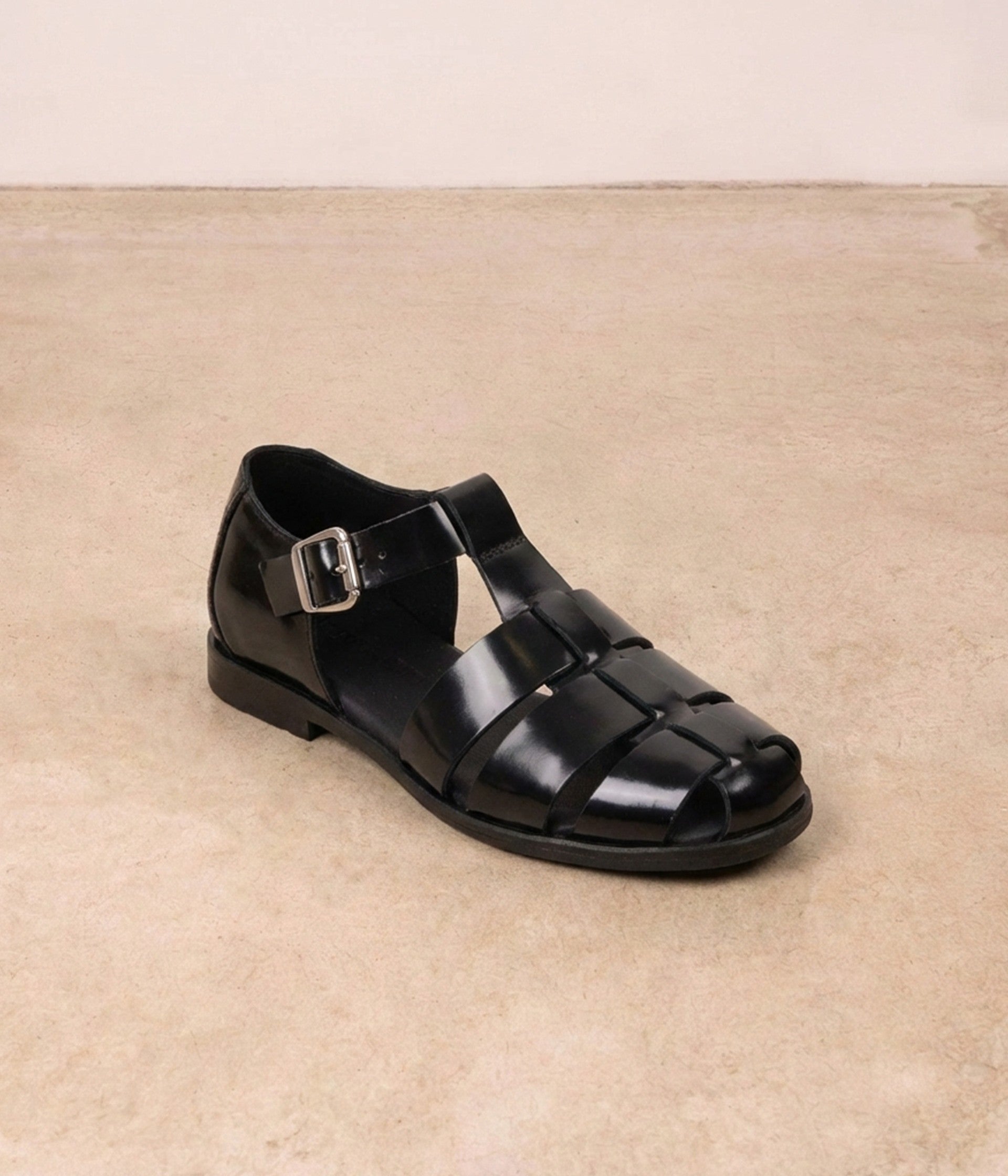 Sandales en cuir noir Constance