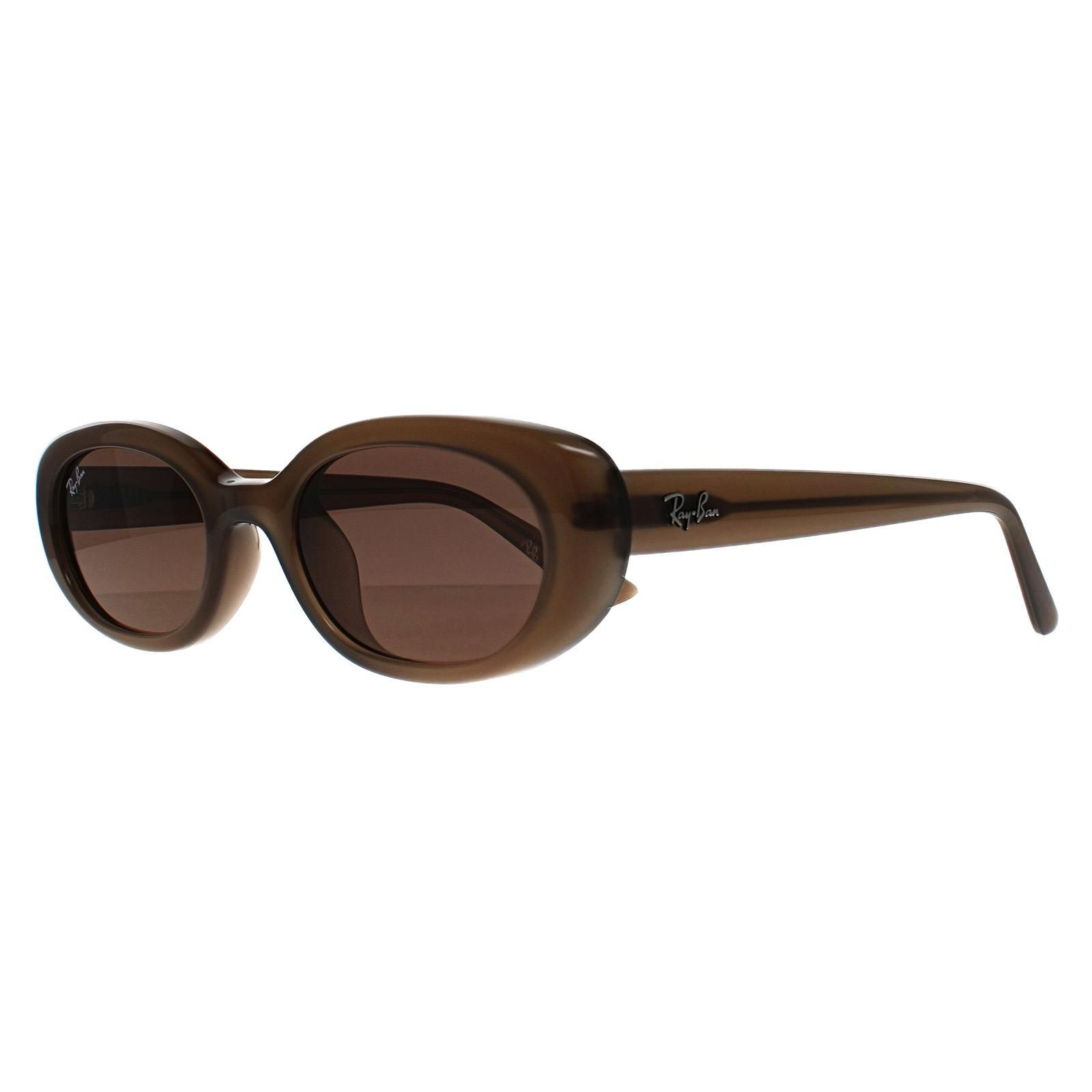 Ray-Ban Oval Matte Opal Brown Dark Brown RB4441D Bio Based
