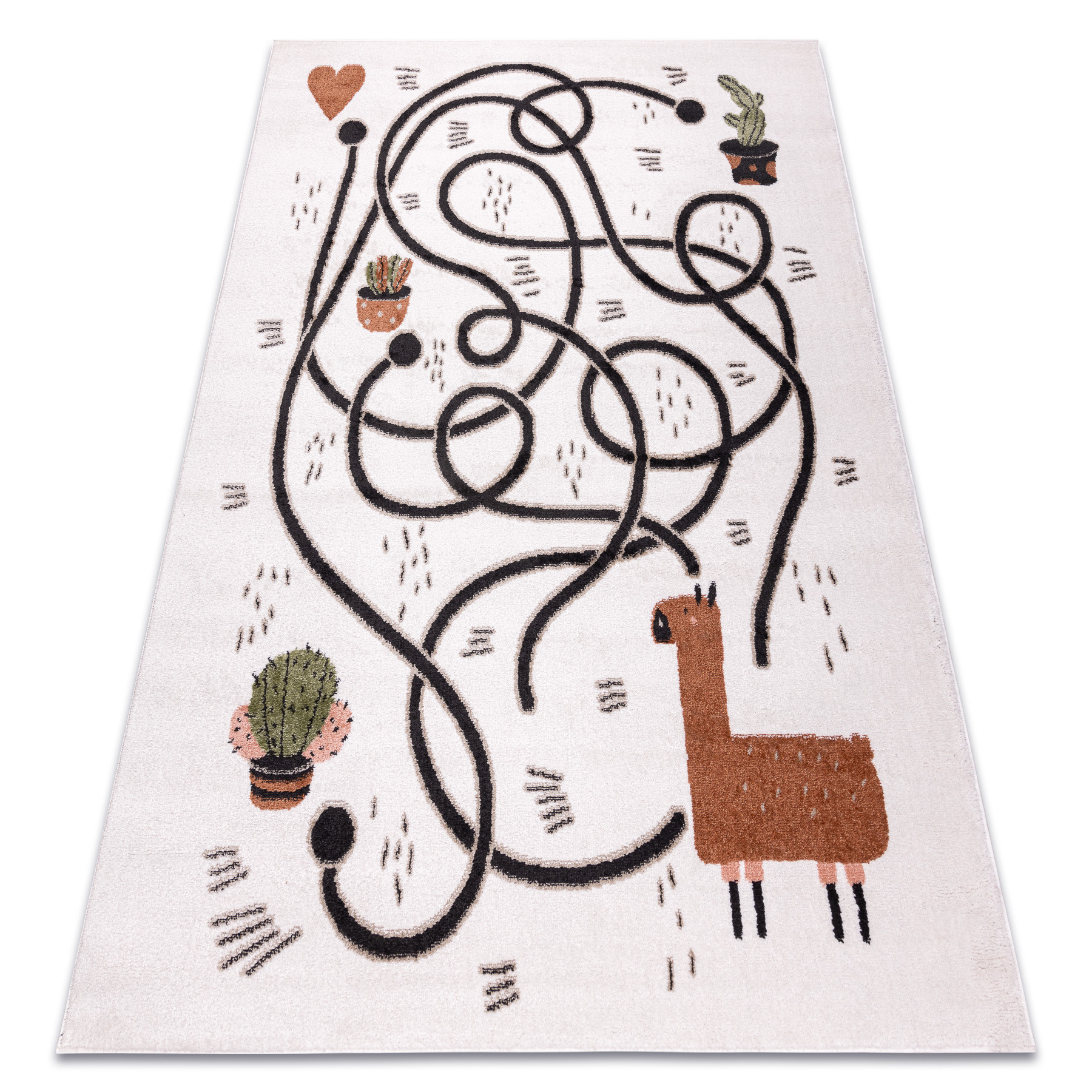 Dywan FUN Game dla dzieci, gra, lama krem 80x150 cm