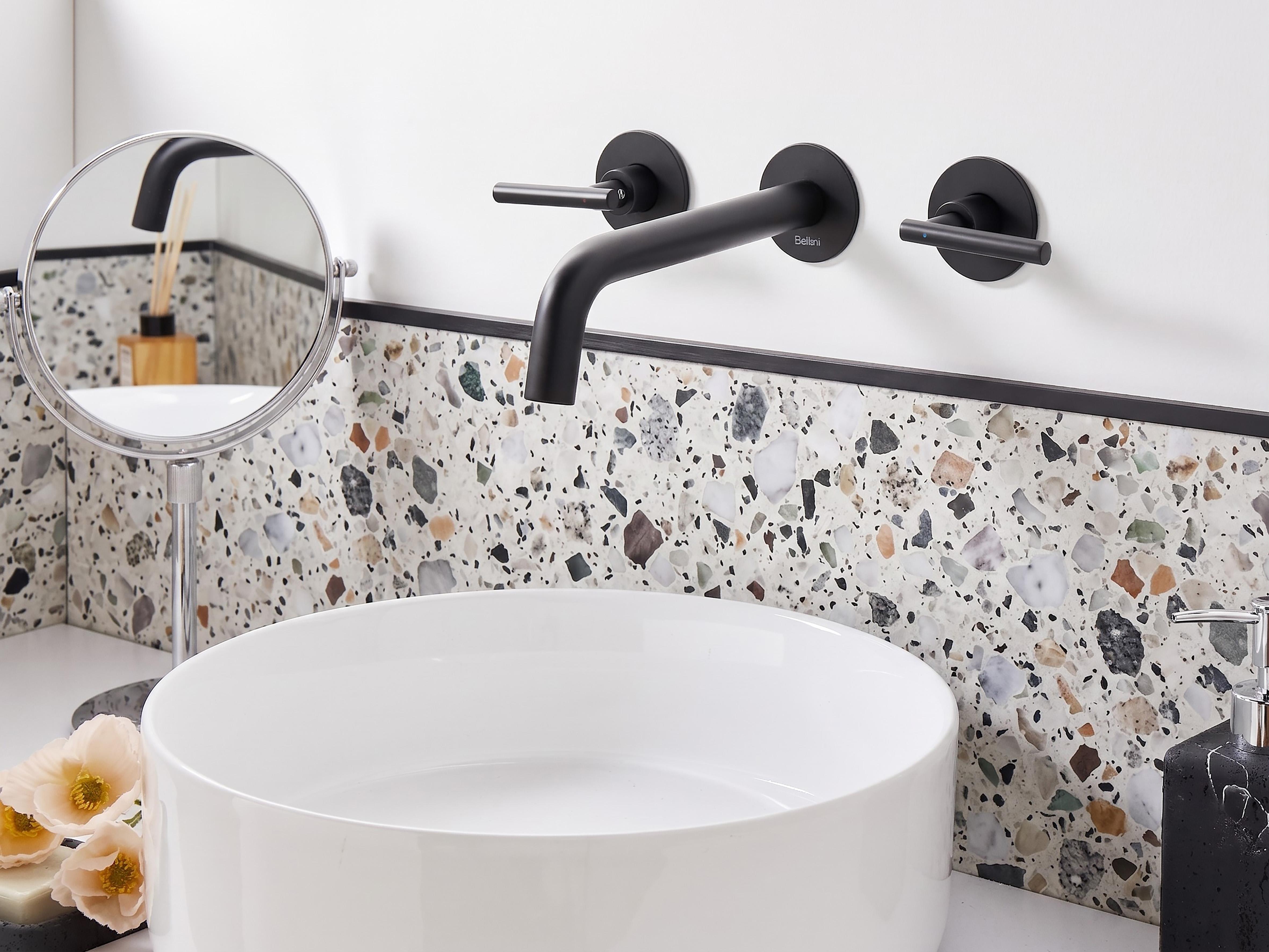 Wall Mounted Basin Mixer Tap ISHINCA Brass Black