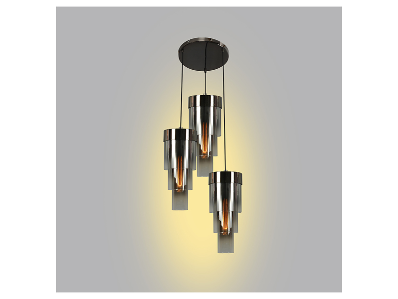 Lampa wisząca Grans 3-punktowa 35 cm szklana czarny chrom