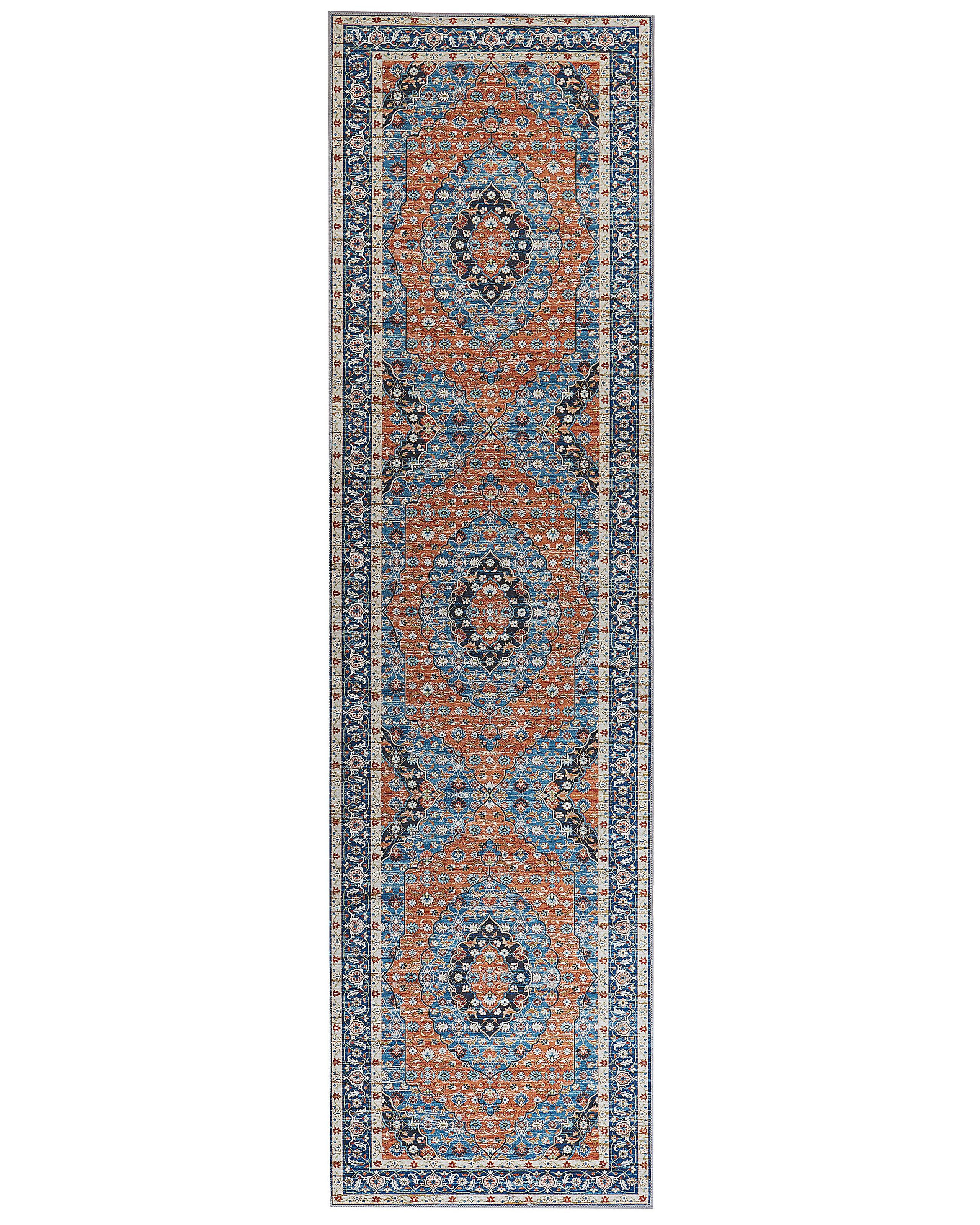 Orientalny dywan chodnikowy 80x300 cm niebieski