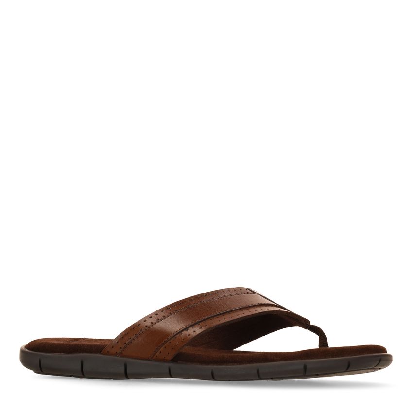 Manfield Bruine leren slippers