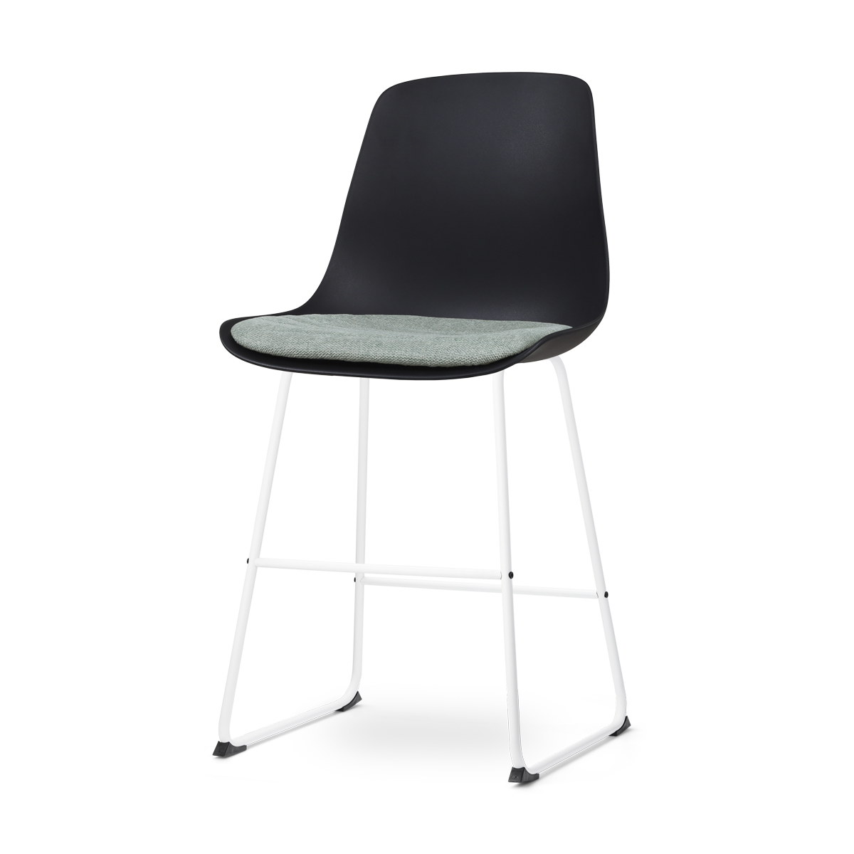 Nolon Nino-Liv Barkruk Zwart - Zacht Groen Kussen - Wit Frame - 65 cm