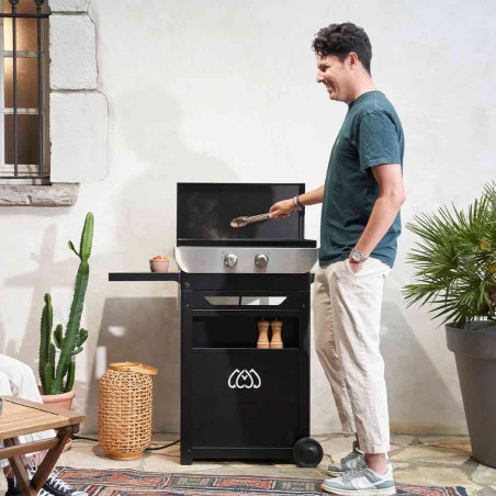 Plancha électrique Original DUO 260 sur chariot   couvercle - LeMarquier
