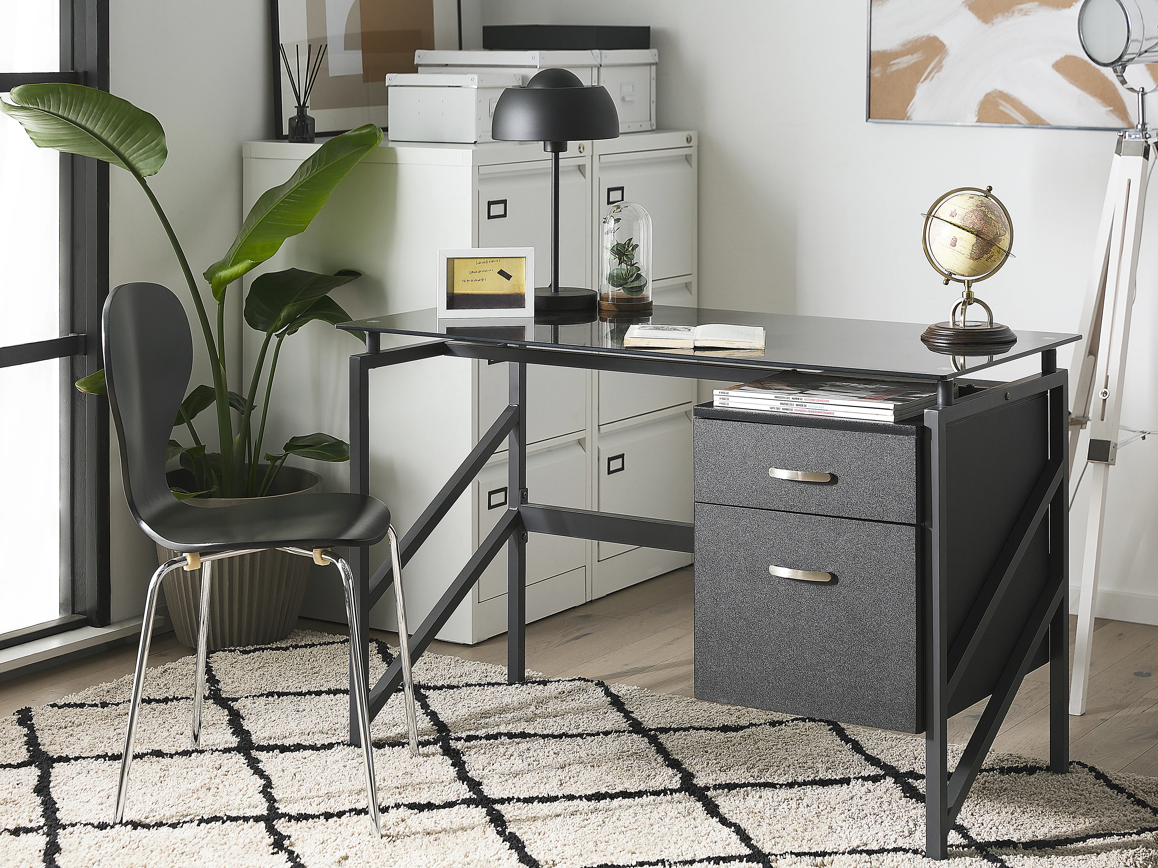 Home Office Desk MORITON Black 117 cm 57 cm with Storage