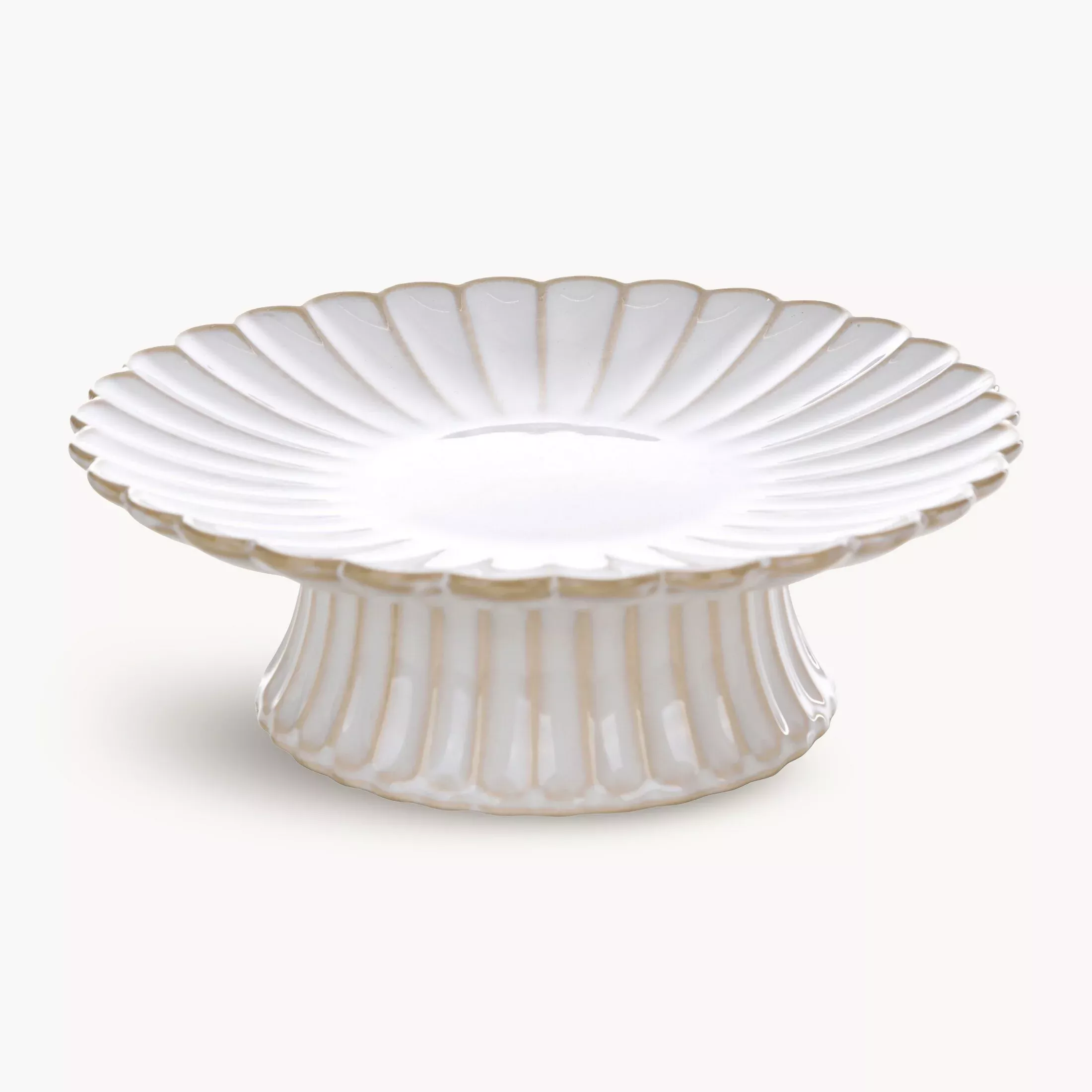 Patera ceramiczna dekoracyjna kremowo-beżowa z przecieranym wzorem w stylu eko średnica 18x6 cm AVRIL