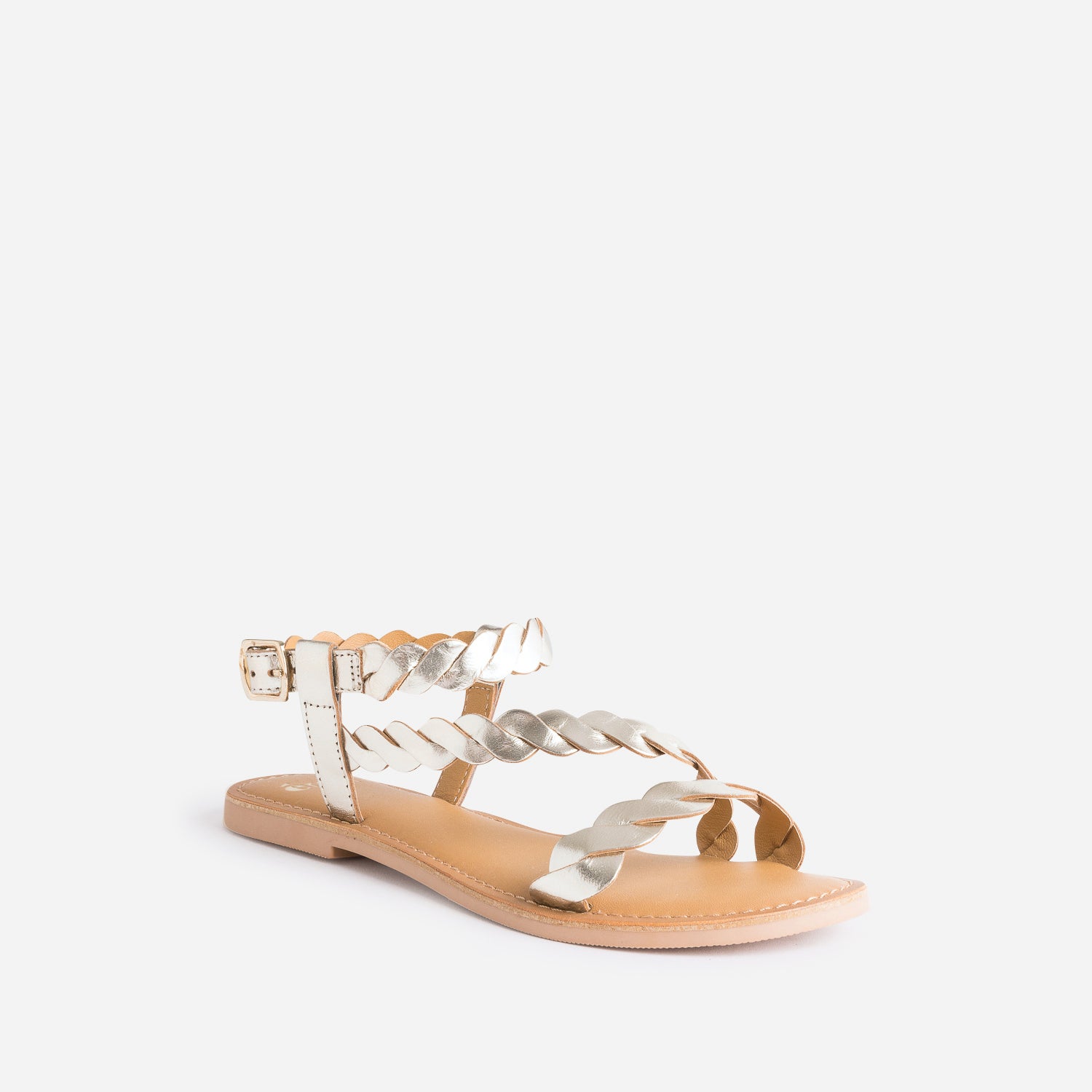 Sandale or en cuir à brides entrelacées