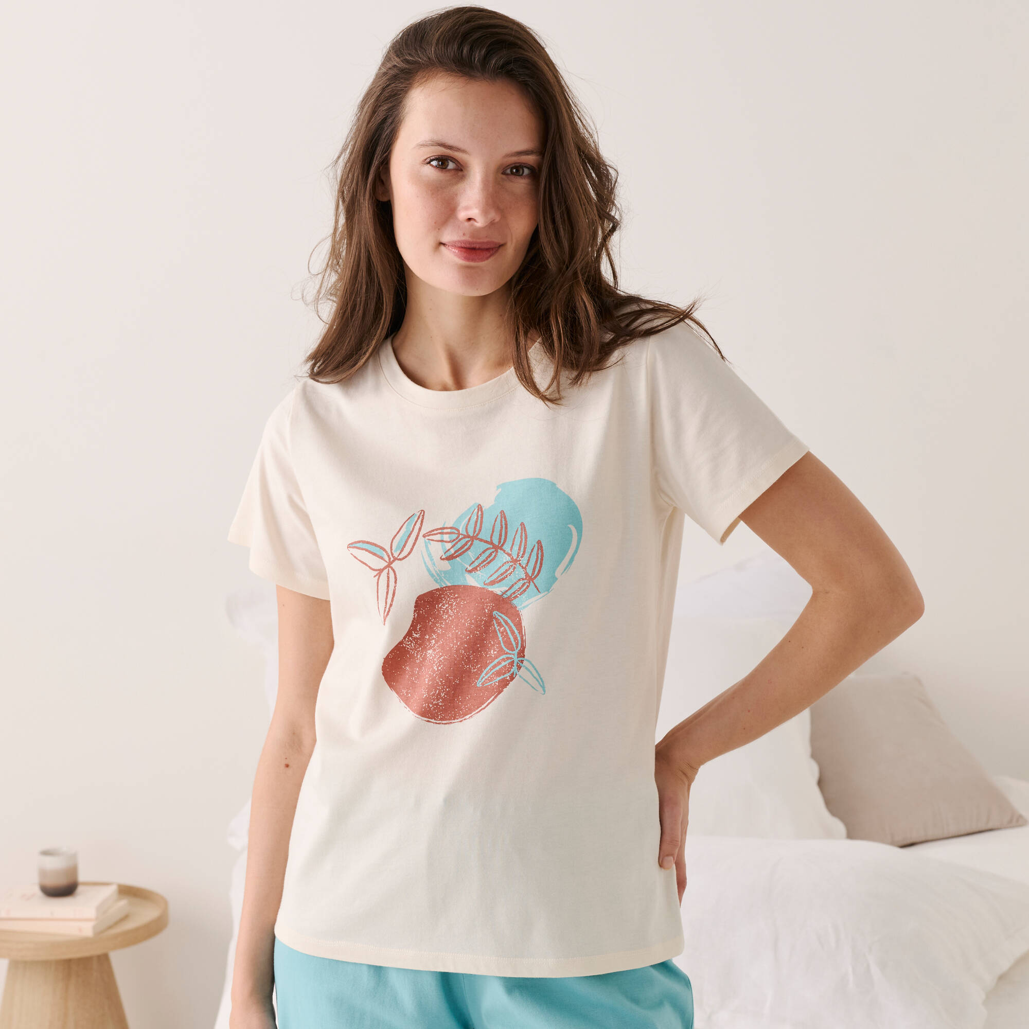 T-shirt de pyjama manches courtes imprimé "feuillage"