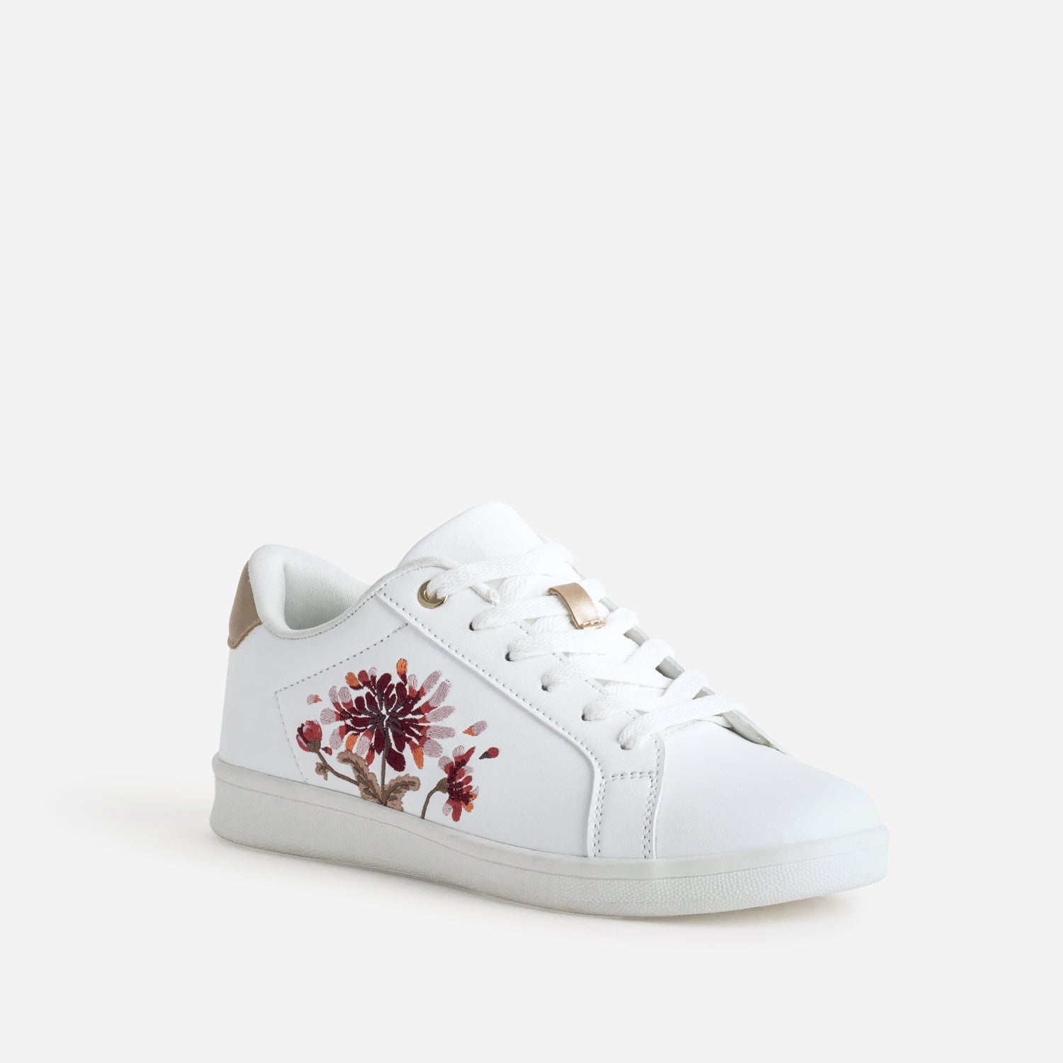 Tennis blanche broderies fleurs