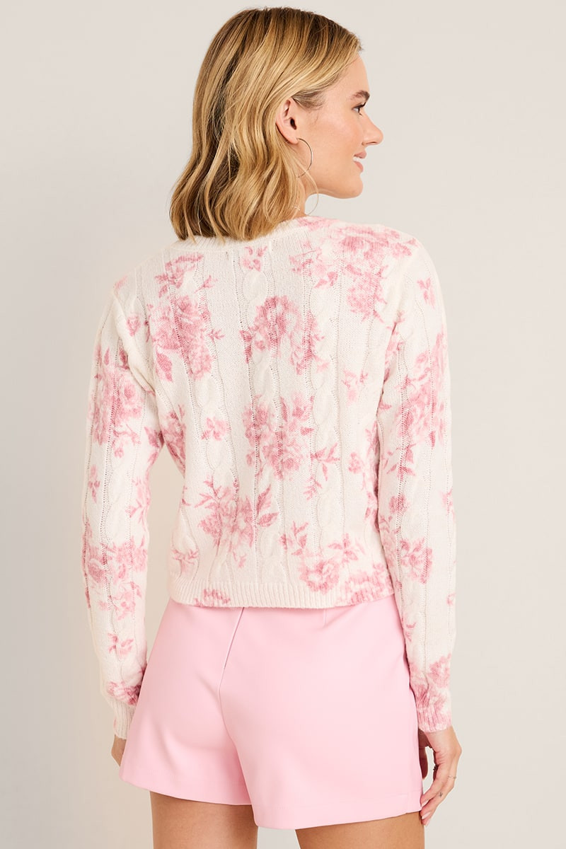 Tara Floral Cable Knit Sweater