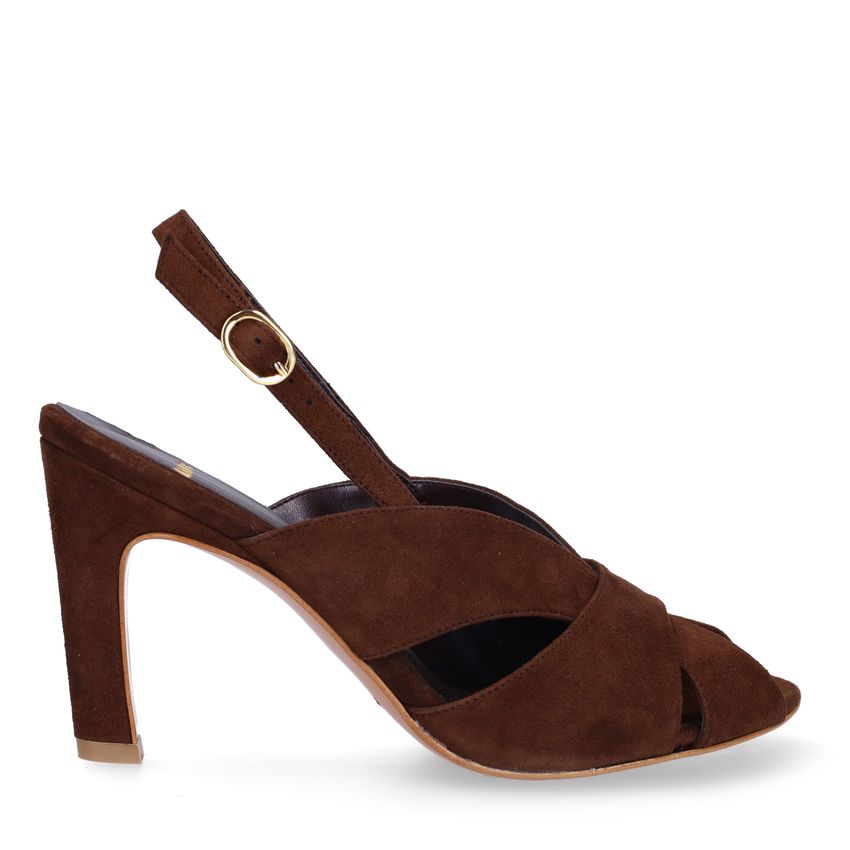 Manfield Bruine suède slingbacks