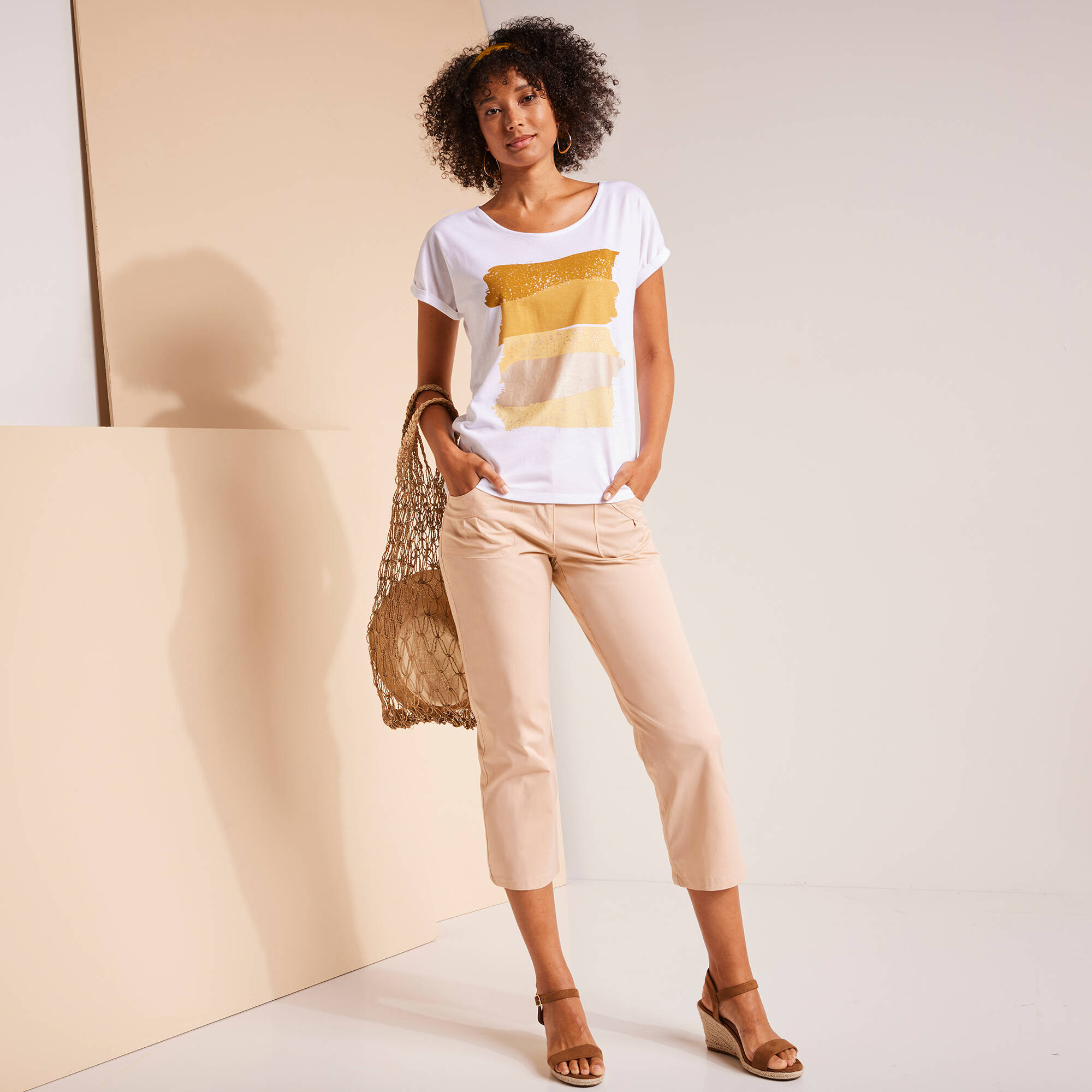 T-shirt boite imprimé "arty", maille jersey