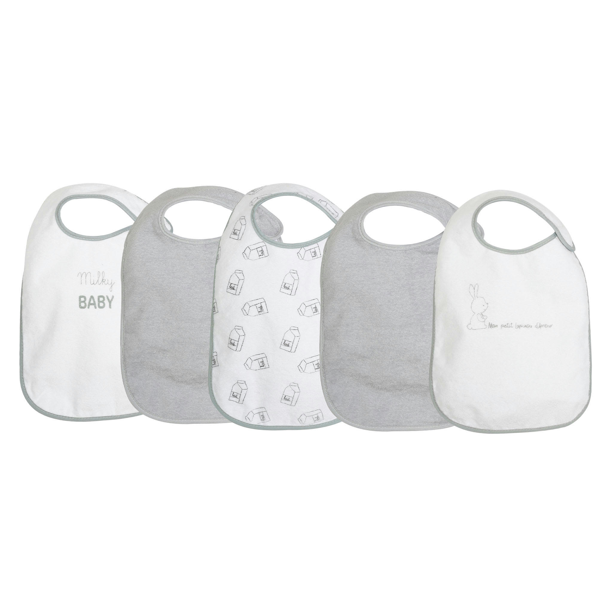 - Lot de 5 bavoirs Milky baby
