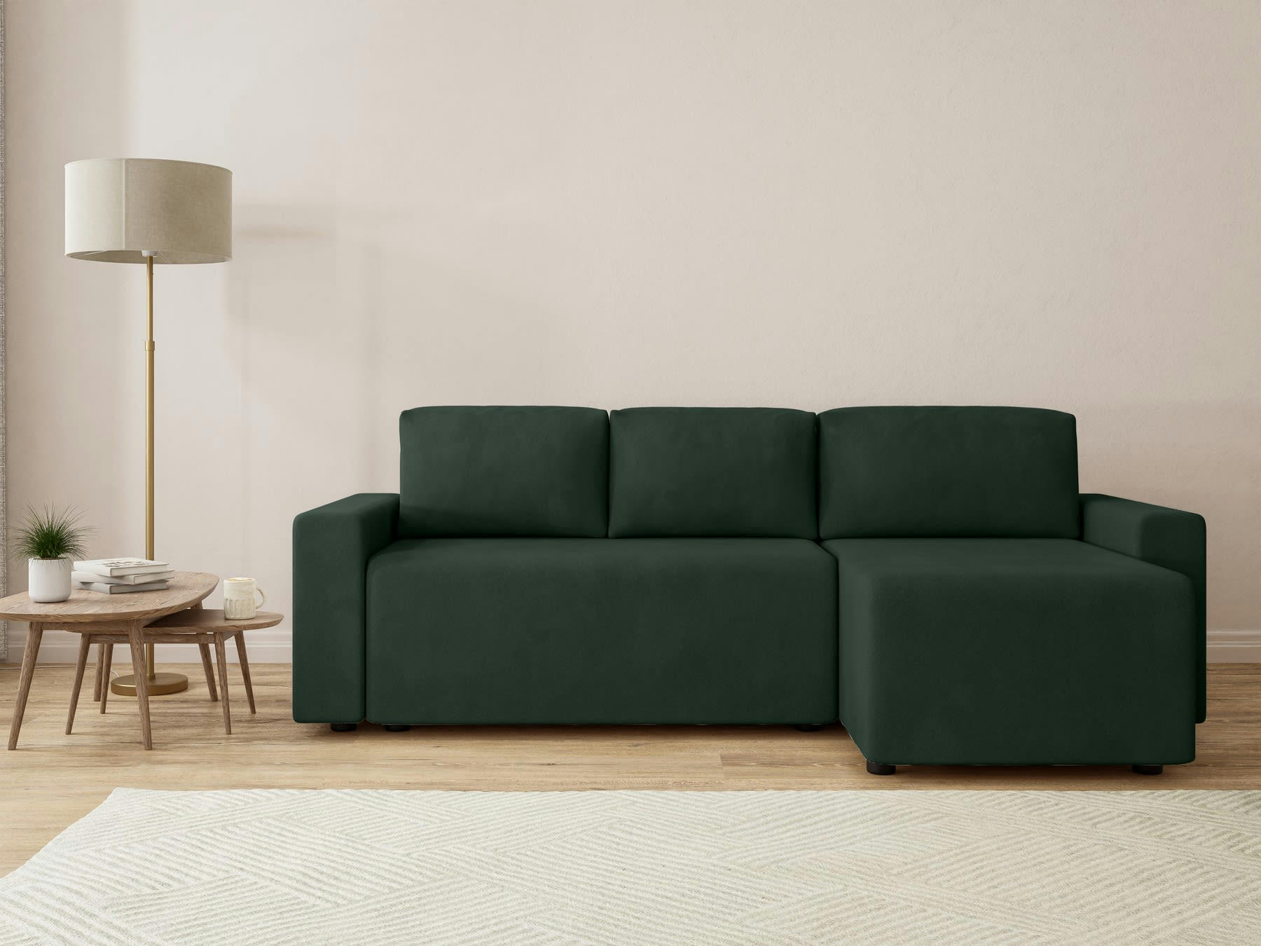 MAX - Canapé d'angle convertible en  4 places vert