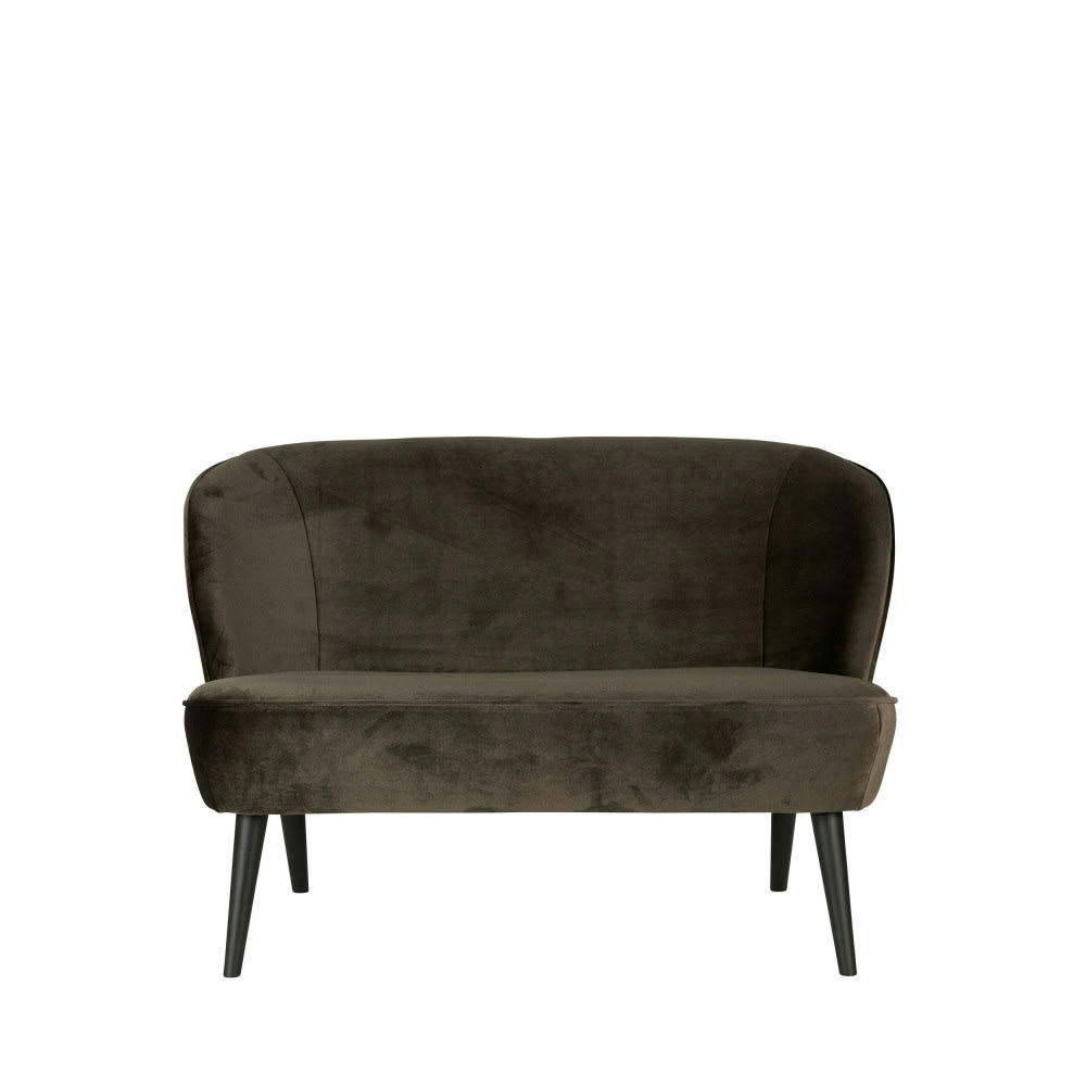 SARA - Banquette 2 places velours vert kaki