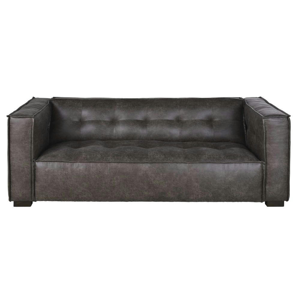 Tary - Canapé 3 places en textile enduit noir