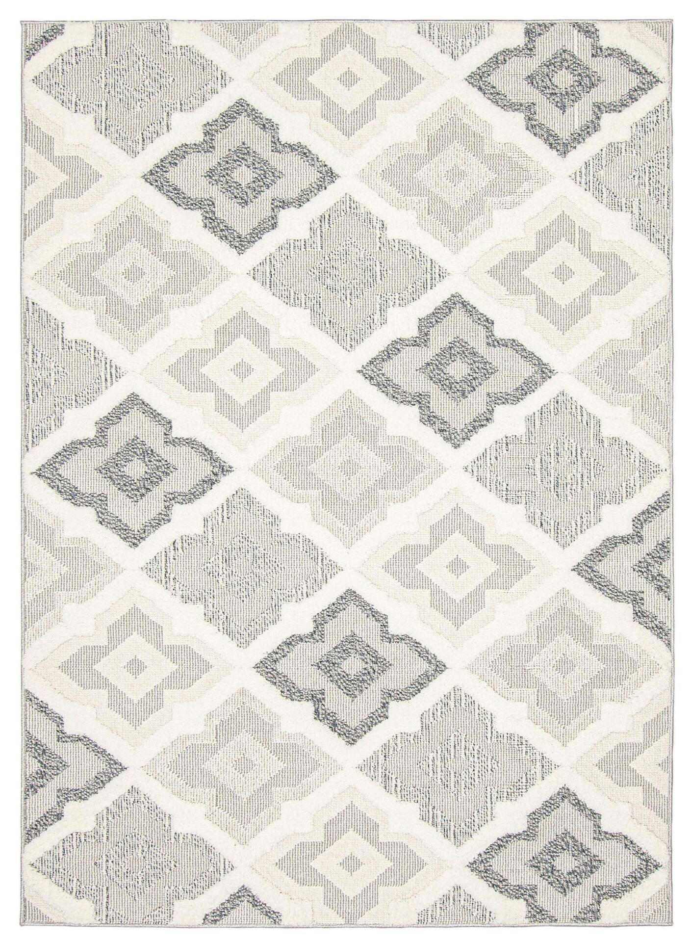 Nola Rectangular Texturized Indoor Area Rug, Soft & Durable, White, 8-ft x 10-ft